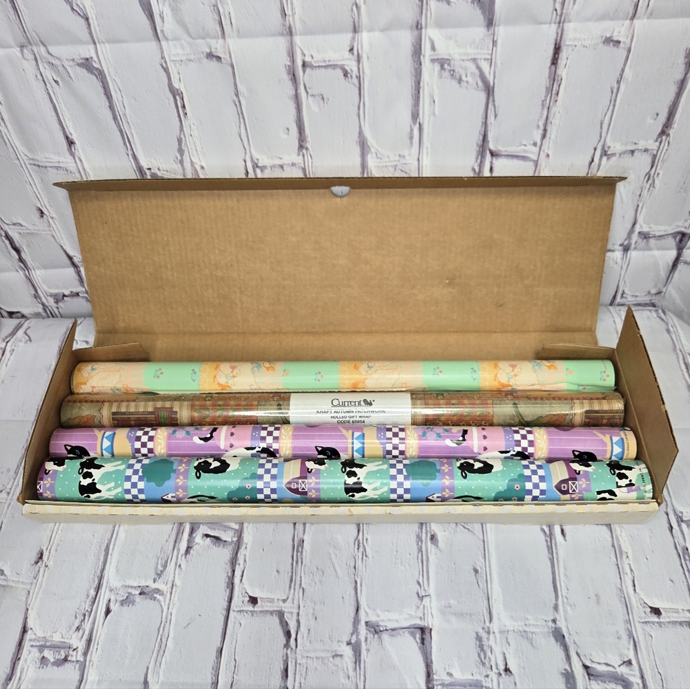 Vintage 1988 Current Rolled Gift‎ Wrap Paper Sealed Not Sealed NEW Animals Fall